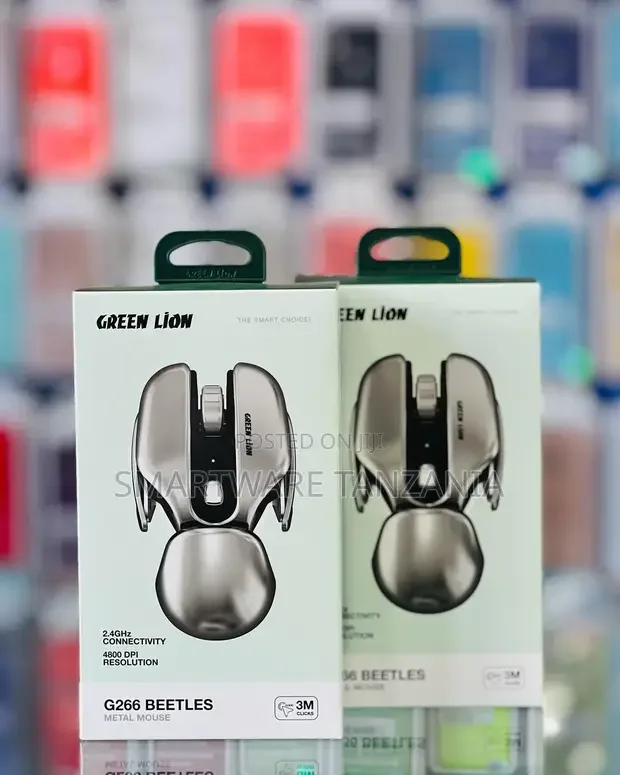 Green Lion G266 Beetles Metal Mouse - Gray