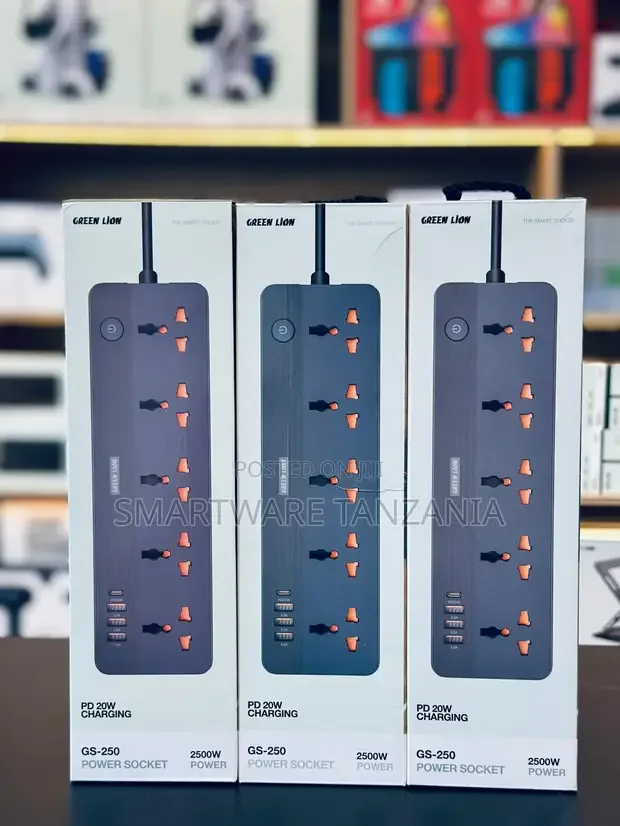 Green Lion GS-250 Power Socket 5-Way PD20W USB-C 2500W - Buy in Dar es Salaam, Tanzania | Smartware