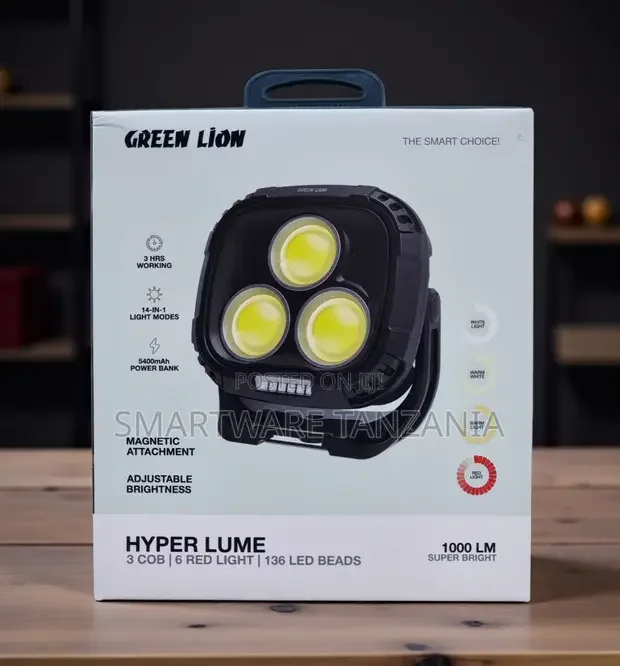 Green Lion Hyper Lume Work Light 1000lm 14 Modes 5400mah Battery