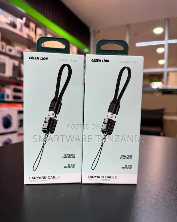 Green Lion Lanyard Cable Usb-C Lightning 15cm 60w 30w Fast Charging - Buy in Dar es Salaam, Tanzania | Smartware
