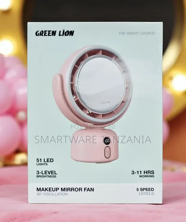 Green Lion Makeup Mirror Fan 51 Led 5 Speed 90° Oscillation Pink