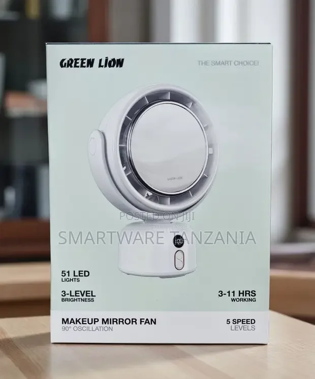 Green Lion Makeup Mirror Fan White 51 Led 5 Speed 90° Oscillation