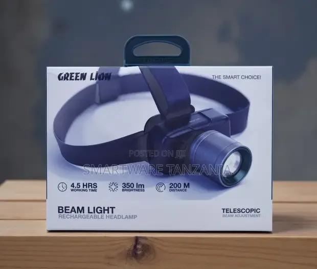 Green Lion Rechargeable Headlamp 350lm LED Beam Light - Buy in Dar es Salaam, Tanzania | Smartware