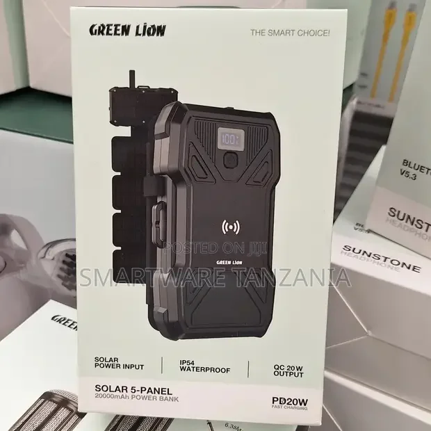 Green Lion Solar 5-Panel 20000mAh Power Bank - Buy in Dar es Salaam, Tanzania | Smartware