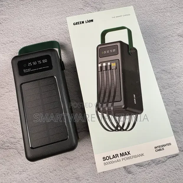 Green Lion Solar Max 80000mah Power Bank Integrated Cable Display