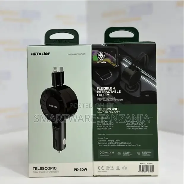 Green Lion Telescopic 50w Car Charger - Buy in Dar es Salaam, Tanzania | Smartware