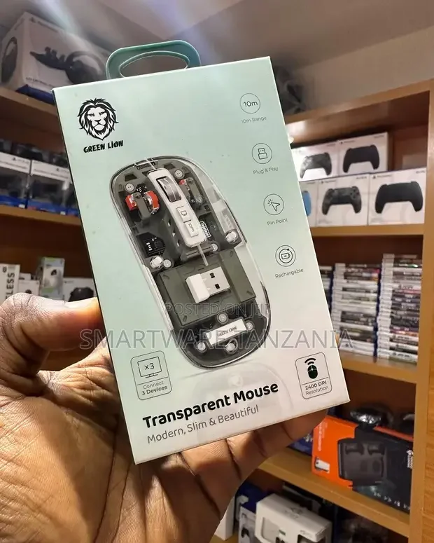 Green Lion Transparent Mouse 2400DPI 400mah Grey Green Lion