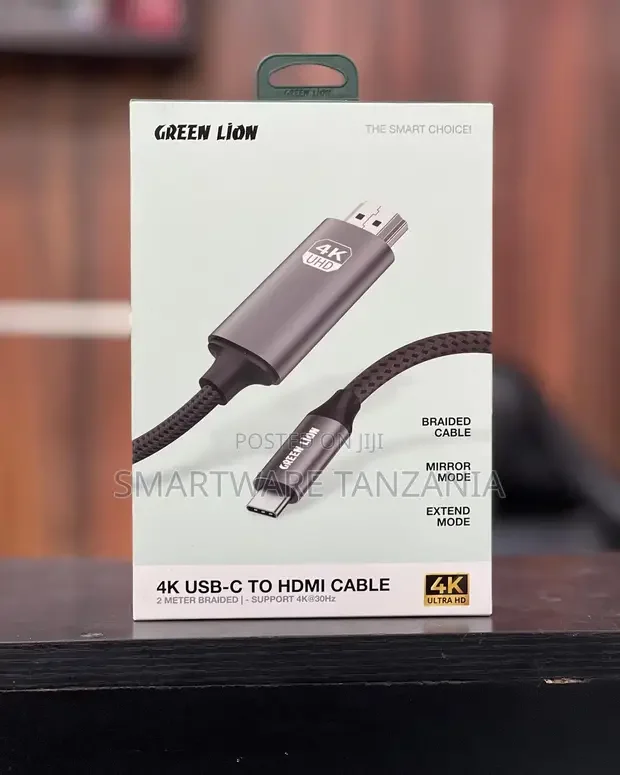 Green Lion USB-C to HDMI Braided Cable 2m - Buy in Dar es Salaam, Tanzania | Smartware