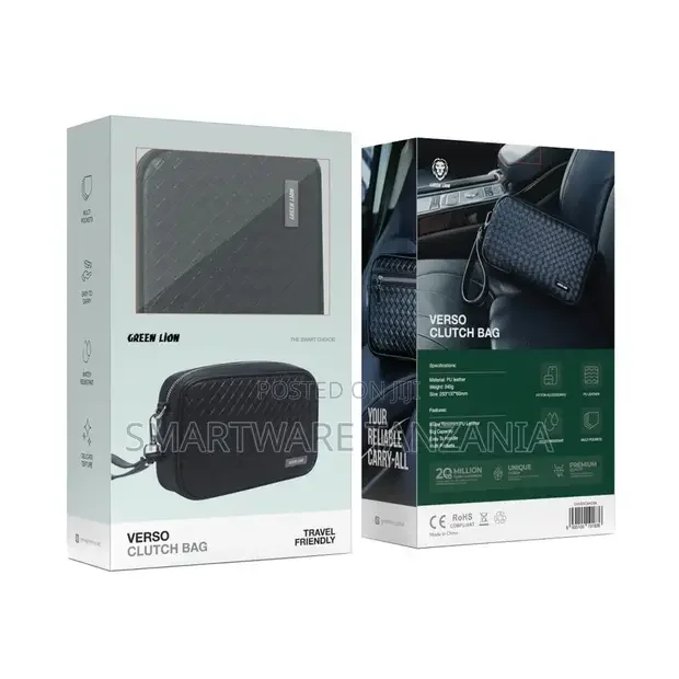 Green Lion Verso Clutch Bag - Black