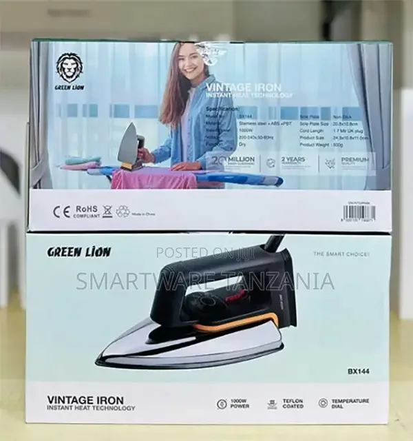 Green Lion Vintage Iron 1000W Teflon Coated - Buy in Dar es Salaam, Tanzania | Smartware