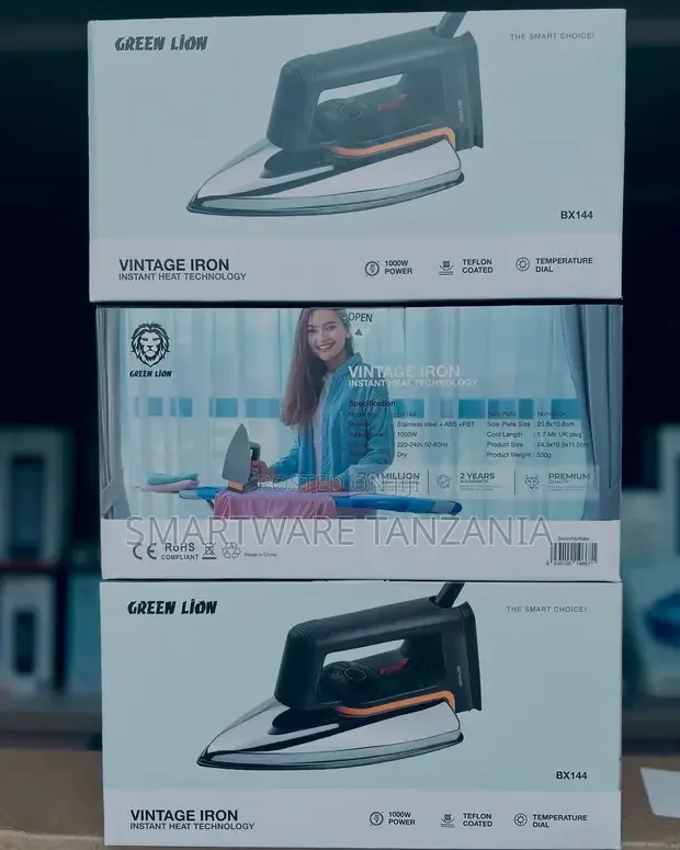 Green Lion Vintage Iron BX144 - 1000W Teflon Coated Dry Iron - Buy in Dar es Salaam, Tanzania | Smartware