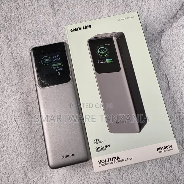 Green Lion Voltura 20000mah Power Bank Pd 100w Fast Charging TFT