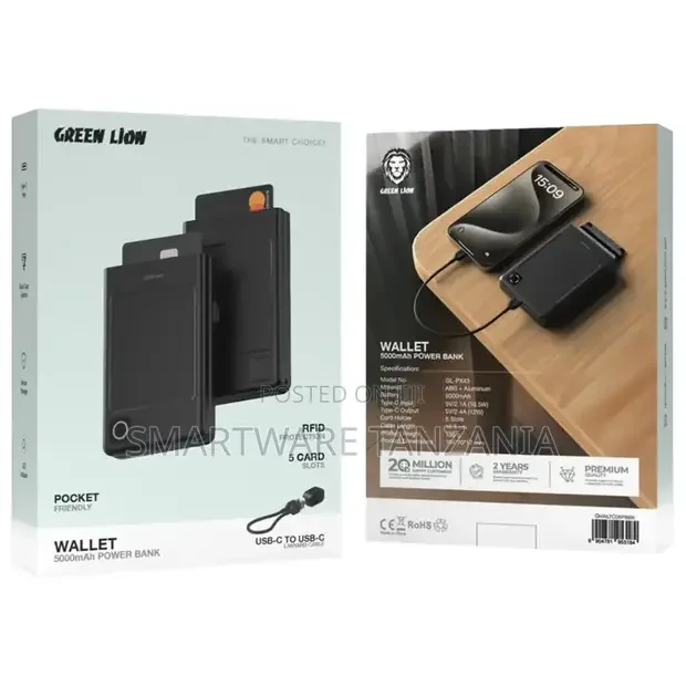 Green Lion Wallet 5000mAh Power Bank - Buy in Dar es Salaam, Tanzania | Smartware