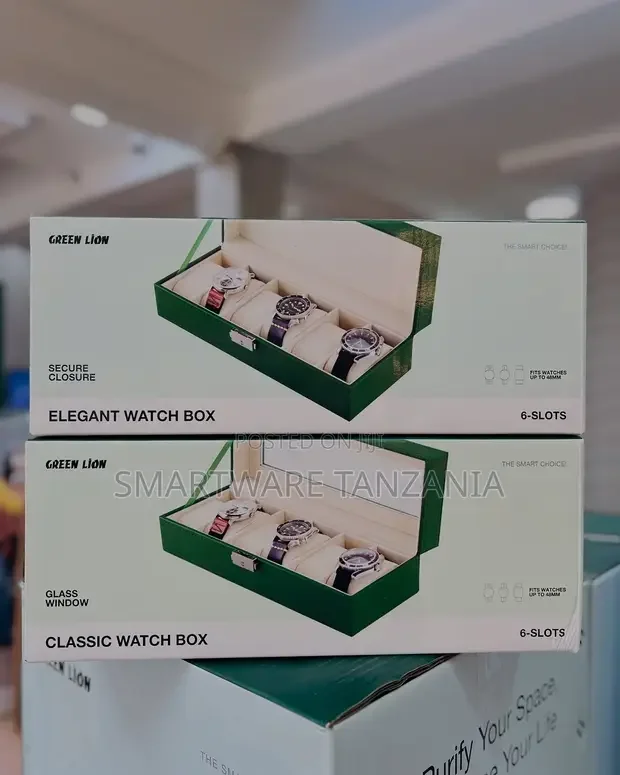 Green Lion Watch Storage Box - 6 Slot Glass Window Display Case - Buy in Dar es Salaam, Tanzania | Smartware