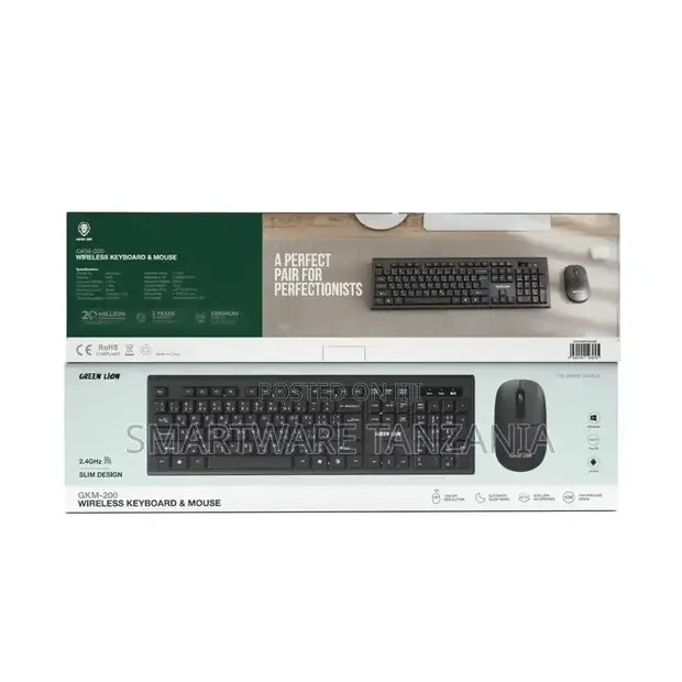 Green Lion Wireless Keyboard And Mouse - Black