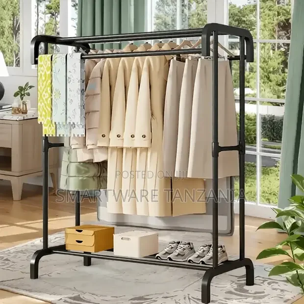 Heavy-Duty Double Bar Garment Rack With Shoe Shelf - Buy in Dar es Salaam, Tanzania | Smartware