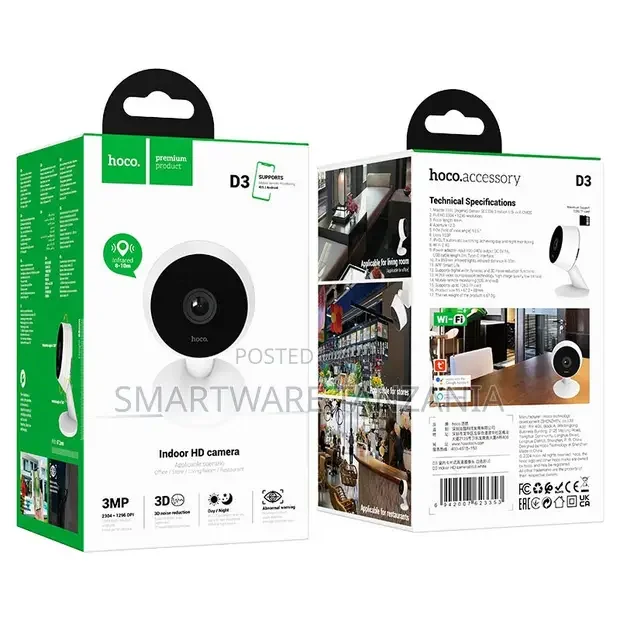 Hoco D3 Indoor Wifi Security Camera 3MP - Buy in Dar es Salaam, Tanzania | Smartware
