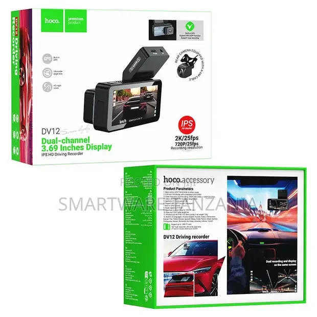 Hoco DV12 Dual Dash Cam 3.69 Inch Front 720p Rear Camera - Buy in Dar es Salaam, Tanzania | Smartware