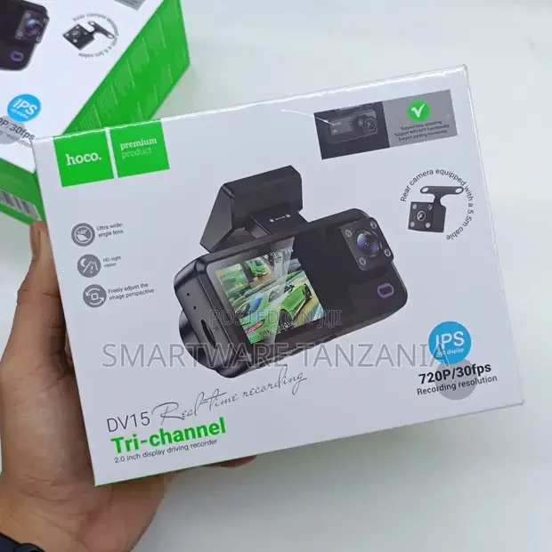 Hoco DV15 Tri-Channel Dash Cam 720p - Buy in Dar es Salaam, Tanzania | Smartware