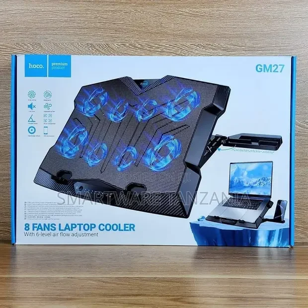 Hoco GM27 Laptop Cooler with 8 Fans & LED Lights - Buy in Dar es Salaam, Tanzania | Smartware