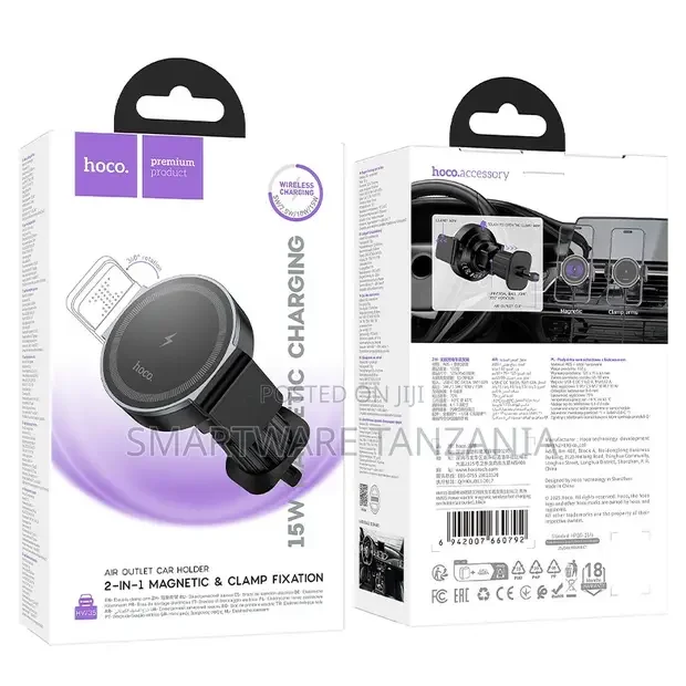 Hoco H97 15w Wireless Charging Car Holder Magnetic 2-in-1 Clamp
