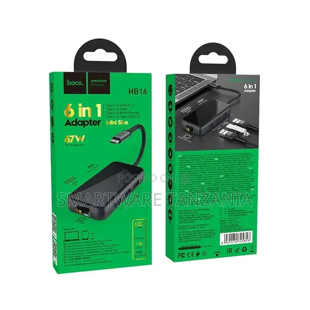 Hoco HB16 6 in 1 USB-C Adapter Mini Hub - Buy in Dar es Salaam, Tanzania | Smartware