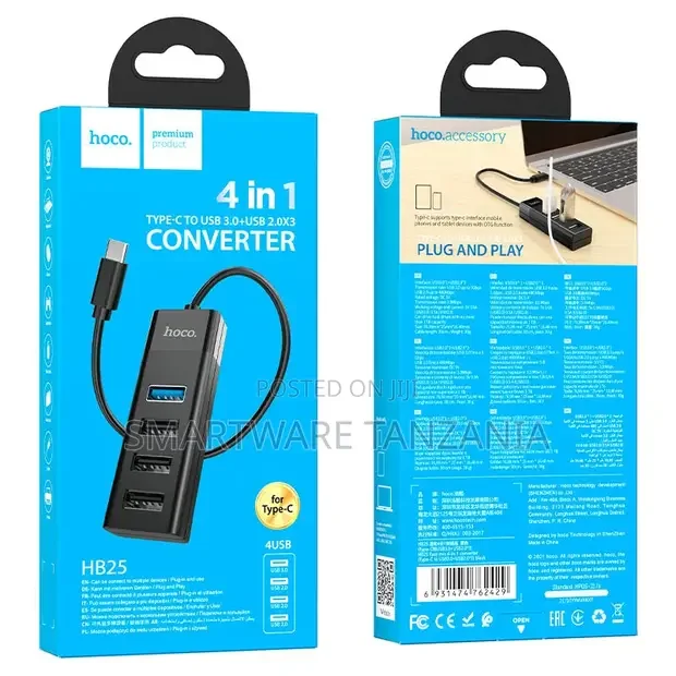 Hoco HB25 4-in-1 Type-C to USB Converter Hub - Buy in Dar es Salaam, Tanzania | Smartware