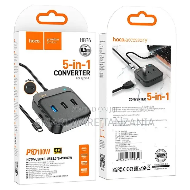 Hoco HB36 5-in-1 Type-C Converter Hub - Buy in Dar es Salaam, Tanzania | Smartware