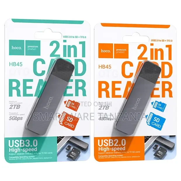 Hoco HB45 USB 2.0 Dual Card Reader for SD TF Cards - Buy in Dar es Salaam, Tanzania | Smartware