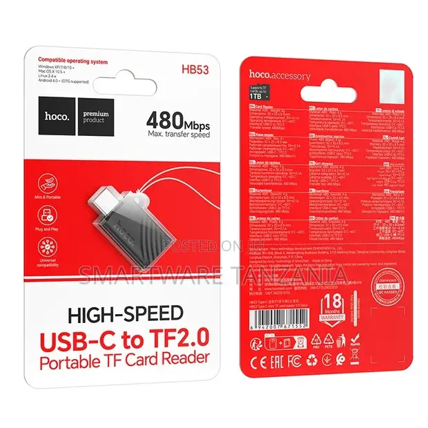 Hoco HB53 USB-C to TF2.0 Card Reader - Buy in Dar es Salaam, Tanzania | Smartware