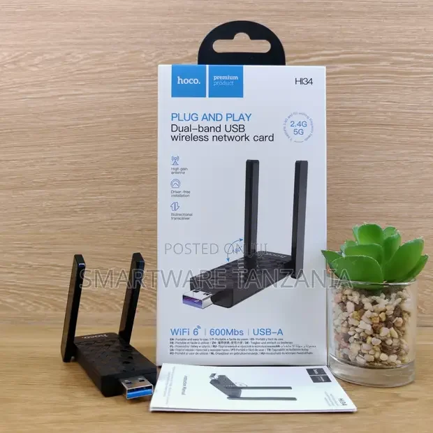 Hoco Hi34 Usb Wifi Adapter Dual Band 600mbps Wifi 6 Pc Wireless