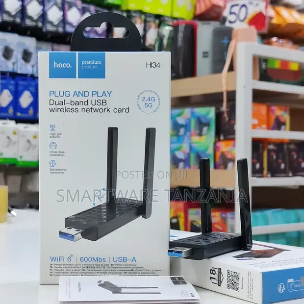 Hoco Hi34 Wifi 6 USB Adapter Dual Band 600Mbps - Buy in Dar es Salaam, Tanzania | Smartware