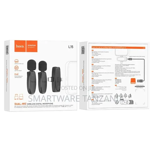 Hoco L15 Dual Wireless Lavalier Microphone - Buy in Dar es Salaam, Tanzania | Smartware