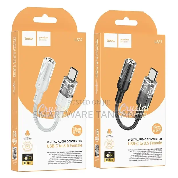 Hoco LS37 Crystal Audio Converter USB-C to 3.5mm - Buy in Dar es Salaam, Tanzania | Smartware