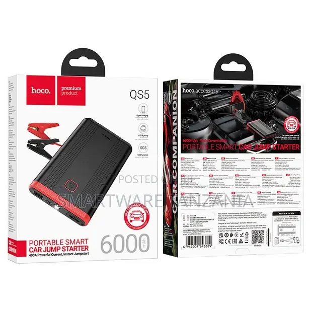 Hoco Qs5 Portable Car Jump Starter 6000mah 400a Compact Power