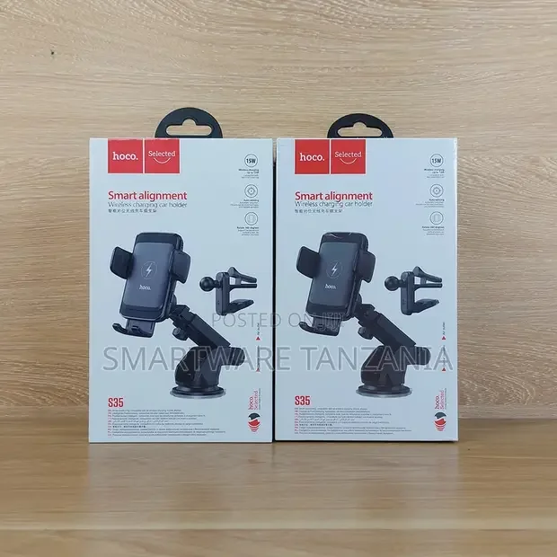 Hoco S35 Smart Wireless Charging Car Mount 15W - Buy in Dar es Salaam, Tanzania | Smartware