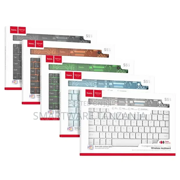 Hoco S55 Transparent Wireless Keyboard RGB Rainbow Lights Bt