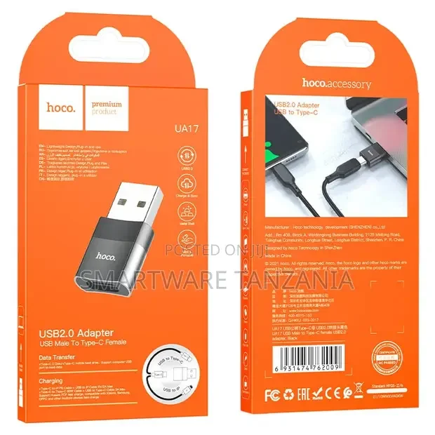 Hoco UA17 USB 2.0 Adapter USB-B Male to Type-C Female - Buy in Dar es Salaam, Tanzania | Smartware