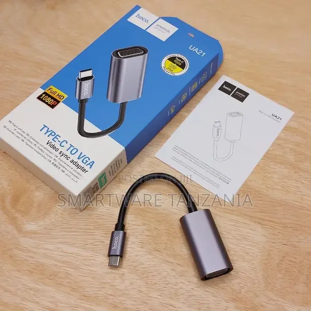 Hoco UA21 USB Type-C to VGA Adapter Cable 1080p HD Video - Buy in Dar es Salaam, Tanzania | Smartware
