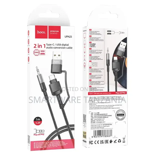 Hoco UPA23 2-in-1 USB-C & USB-A to 3.5mm Audio Cable - Buy in Dar es Salaam, Tanzania | Smartware
