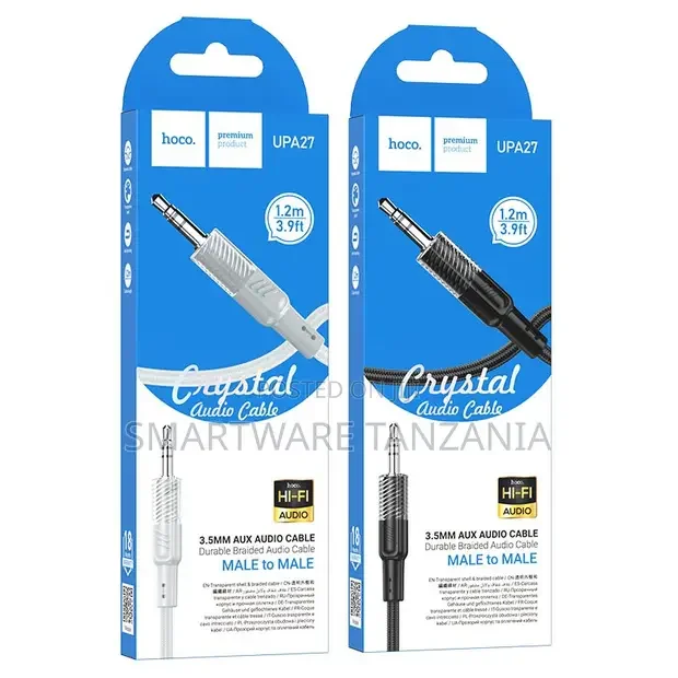 Hoco UPA27 Crystal 3.5mm Aux Audio Cable 1.2m - Buy in Dar es Salaam, Tanzania | Smartware
