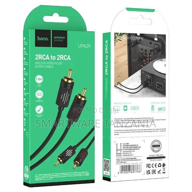 Hoco UPA29 2RCA to 2RCA Audio Cable 1.5m - Buy in Dar es Salaam, Tanzania | Smartware