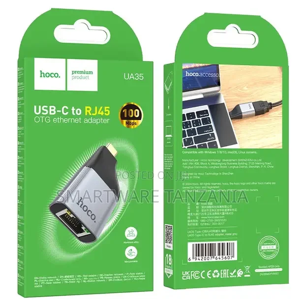 Hoco USB-C to RJ45 OTG Ethernet Adapter - Buy in Dar es Salaam, Tanzania | Smartware