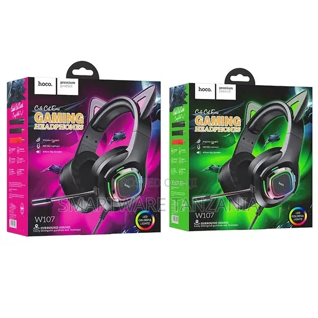 Hoco W107 Cat Cat Ears Gaming Headphones Led Rgb Surround Sound Wired