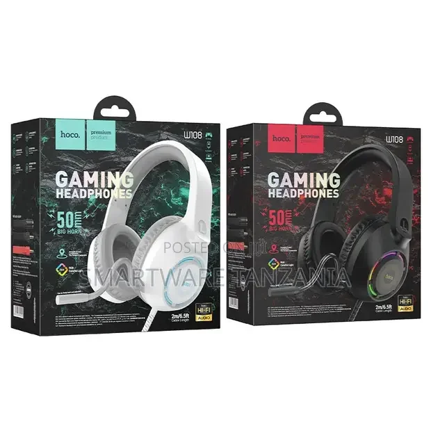 Hoco W108 Gaming Headphones 50mm Hi-Fi RGB Lighting - Buy in Dar es Salaam, Tanzania | Smartware