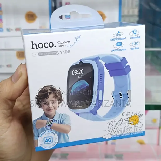 Hoco Y106 Kids Smart Watch 4g GPS Video Call Ipx7 Blue for Boys