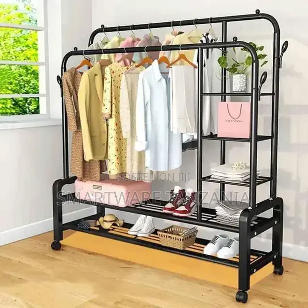 Home Garments Rack With Shelves for Storage Coat Hanger - Buy in Dar es Salaam, Tanzania | Smartware