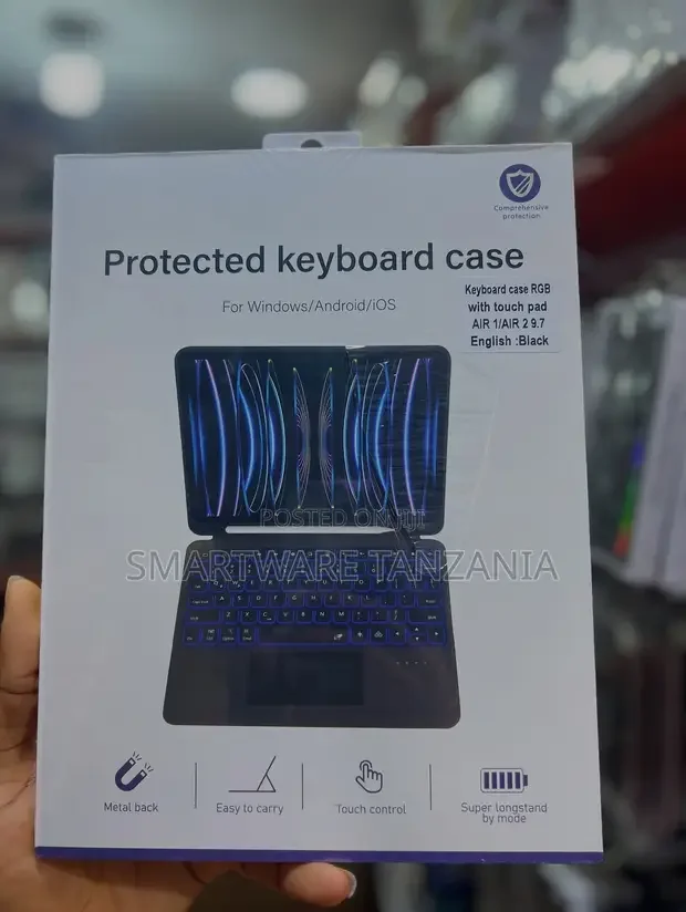 iPad Air 9.7 RGB Keyboard Case Touchpad Metal Back Black - Buy in Dar es Salaam, Tanzania | Smartware