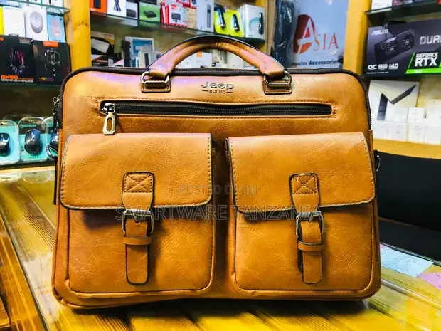 Jeep Classic Brown Leather Laptop Bag - Buy in Dar es Salaam, Tanzania | Smartware