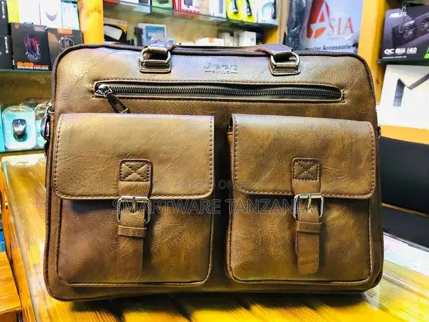 Jeep Durable Brown Leather Messenger Laptop Bag - Buy in Dar es Salaam, Tanzania | Smartware